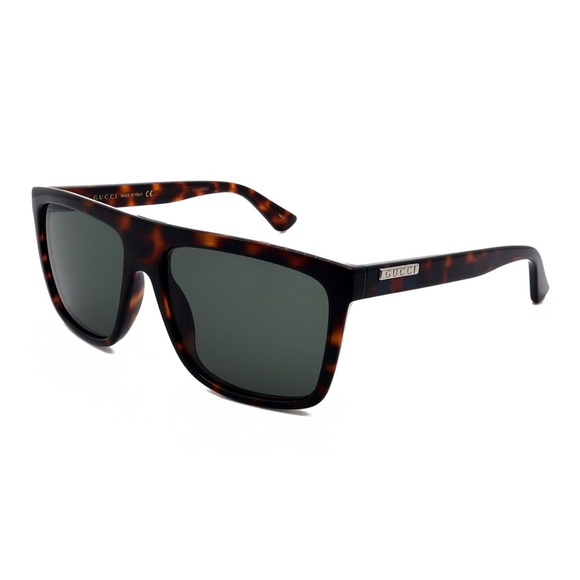 NWT Gucci Men’s GG0748S 003 Tortoise Sunglasses Green Lens Wide Fit